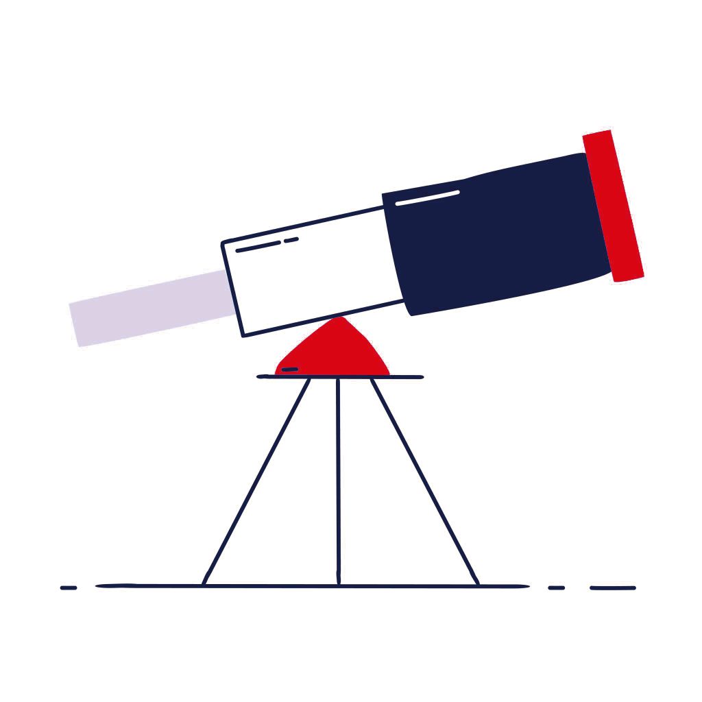 illustrazione telescopio, concetto visione aziendale